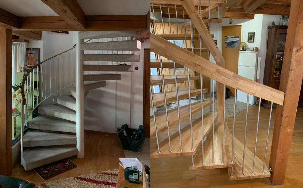 Neue Treppe in einem Tag: vorher/nachher