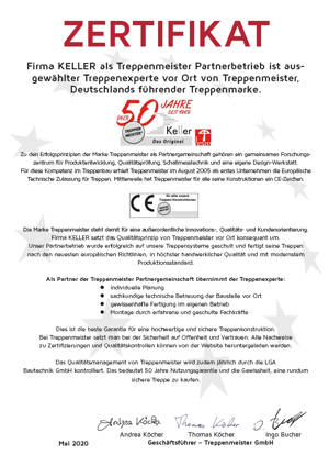 Zertifikat von Treppenmeister